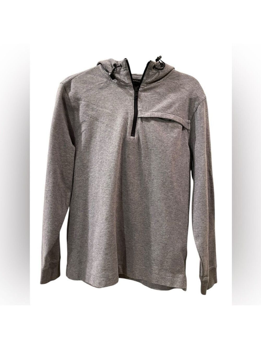 Banana Republic Mens Quarter Zip Pullover Shirt Jacket W/Hood Gray Size Medium